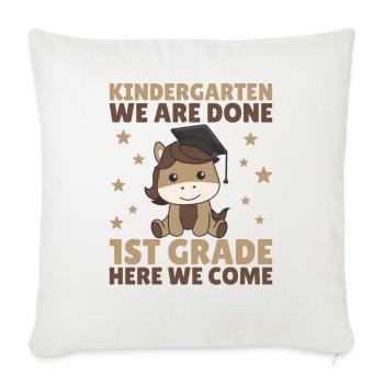 Enfants Maternelle diplômé cheval 1ère année - Housse de coussin décorative 45 x 45 cm - blanc nature - Devant