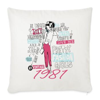 Vintage 1981 Birthday Gift 1981 Girl 1981 - Sofa pillowcase 17,3'' x 17,3'' (45 x 45 cm) - natural white - Front