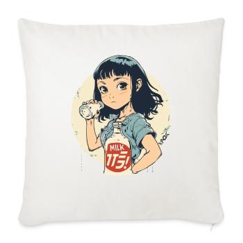Super Cute Anime Girl Drinks Milk - Sofa pillowcase 17,3'' x 17,3'' (45 x 45 cm) - natural white - Front