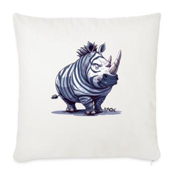 drôle de rhinocéros déguisé en gros zèbre - Housse de coussin décorative 45 x 45 cm - blanc nature - Devant