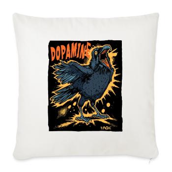 Le corbeau drôle et fou de dopamine - Housse de coussin décorative 45 x 45 cm - blanc nature - Devant
