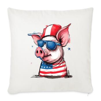 Pigtriotian Patriot: Pig of the USA - Sofa pillowcase 17,3'' x 17,3'' (45 x 45 cm) - natural white - Front