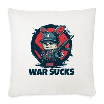 Avertissement du soldat lapin, la guerre est de la merde - Housse de coussin décorative 45 x 45 cm - blanc nature - Devant