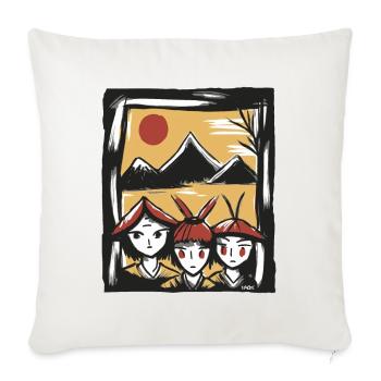 Drei niedliche Reisbauern unter japanischer Sonne - Sofakissenbezug 45 x 45 cm - Naturweiß  - Vorne