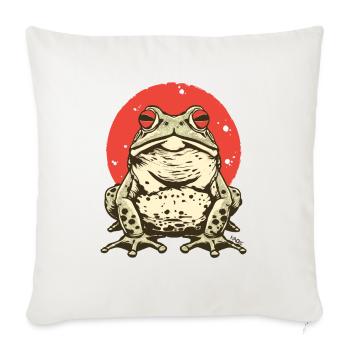Eine große, dicke japanische Frosch-Kröte - Sofakissenbezug 45 x 45 cm - Naturweiß  - Vorne