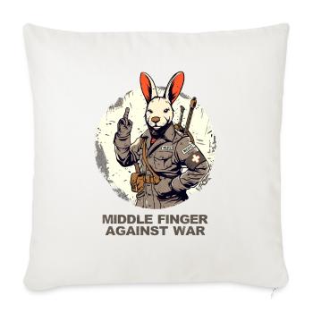 Sanitäter Hase: Krieg bekommt meinen Mittelfinger - Sofakissenbezug 45 x 45 cm - Naturweiß  - Vorne