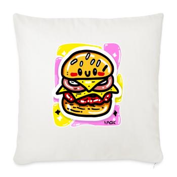 Joyeux hamburger kawaii - Housse de coussin décorative 45 x 45 cm - blanc nature - Devant