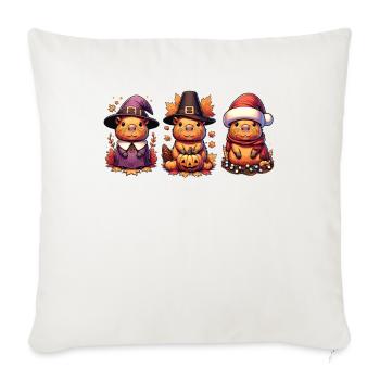 Joyeux Hallothanksmas Capybara Capybara de Noël - Housse de coussin décorative 45 x 45 cm - blanc nature - Devant