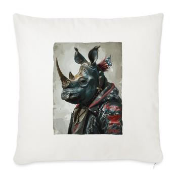 Patriotischer Punk-Nashorn - Sofakissenbezug 45 x 45 cm - Naturweiß  - Vorne