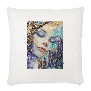 Fille dormant dans la lavande - Housse de coussin décorative 45 x 45 cm - blanc nature - Devant