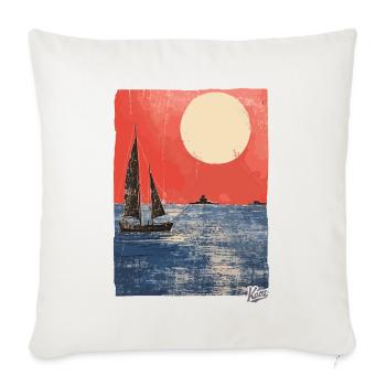 Sonnenuntergang und Segelboot im Ozean - Sofakissenbezug 45 x 45 cm - Naturweiß  - Vorne