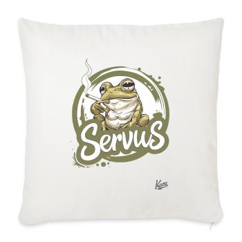 A cool smoking frog says: Servus - Sofa pillowcase 17,3'' x 17,3'' (45 x 45 cm) - natural white - Front
