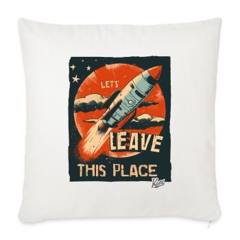 Sortons d’ici avec une fusée - Housse de coussin décorative 45 x 45 cm - blanc nature - Devant
