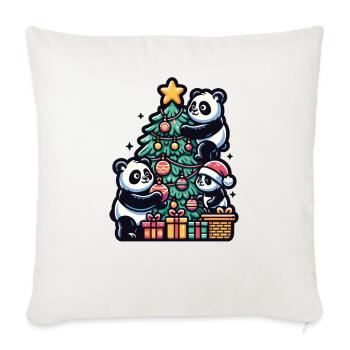Pandas decorate the Christmas tree Christmas - Sofa pillowcase 17,3'' x 17,3'' (45 x 45 cm) - natural white - Front