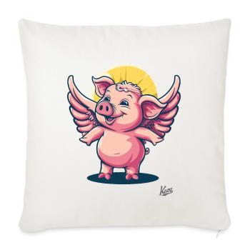 Cochon ange rose avec des ailes - Housse de coussin décorative 45 x 45 cm - blanc nature - Devant