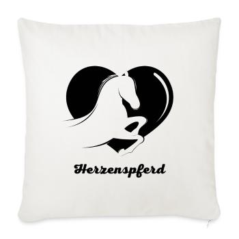 Herzenspferd - Sofakissenbezug 45 x 45 cm - Naturweiß  - Vorne