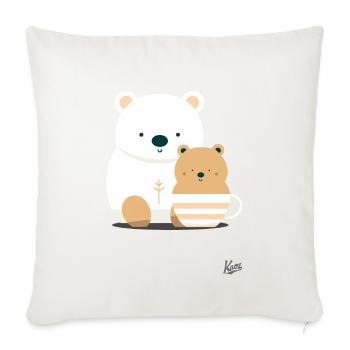 Big Bear and Little Bear in a Coffee Cup - Sofa pillowcase 17,3'' x 17,3'' (45 x 45 cm) - natural white - Front