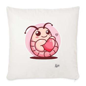 Sweet larva: worm with a heart for love - Sofa pillowcase 17,3'' x 17,3'' (45 x 45 cm) - natural white - Front