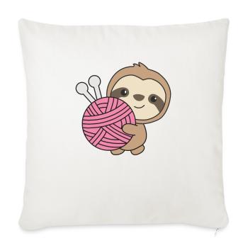 Je vais tricoter une jolie paresse avec de la laine - Housse de coussin décorative 45 x 45 cm - blanc nature - Devant