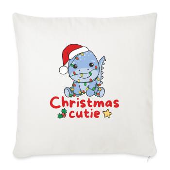 Dino Weihnachten Dinos Noël Cutie - Housse de coussin décorative 45 x 45 cm - blanc nature - Devant