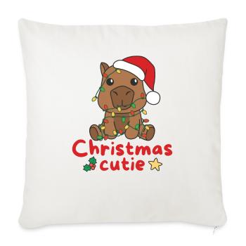 Capybara Weihnachten Capybaras Noël Mignonne - Housse de coussin décorative 45 x 45 cm - blanc nature - Devant