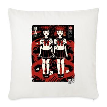 Écolière de dessin animé japonais dans le style anime - Housse de coussin décorative 45 x 45 cm - blanc nature - Devant