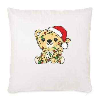 Leopard Weihnachten Winter Tiere Leopard - Sofakissenbezug 45 x 45 cm - Naturweiß  - Vorne