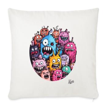 Bande folle de monstres drôles - Housse de coussin décorative 45 x 45 cm - blanc nature - Devant
