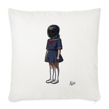 Schulmädchen mit Helm - Sofakissenbezug 45 x 45 cm - Naturweiß  - Vorne