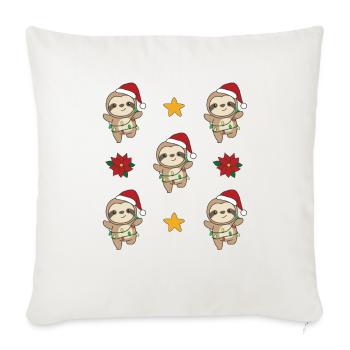 paresseux Noël Hiver Animaux paresseux - Housse de coussin décorative 45 x 45 cm - blanc nature - Devant