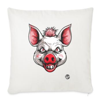 Cochon blanc effrayant psycho horreur - Housse de coussin décorative 45 x 45 cm - blanc nature - Devant