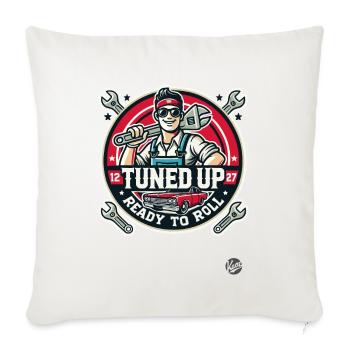 Voll getunt und aufgemotzt , Automechaniker Tuner - Sofakissenbezug 45 x 45 cm - Naturweiß  - Vorne