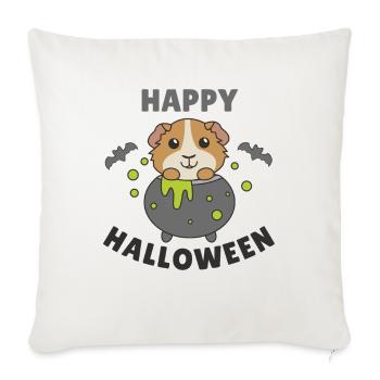 Cochon d’Inde Joyeux Chaudron de Sorcière d’Halloween - Housse de coussin décorative 45 x 45 cm - blanc nature - Devant