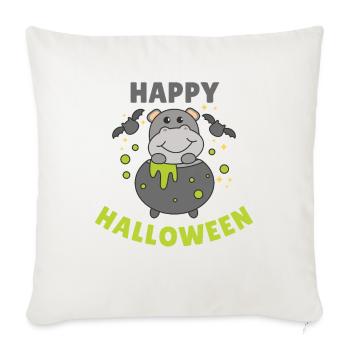 Hippo Happy Halloween Witch's Cauldron Bat - Sofa pillowcase 17,3'' x 17,3'' (45 x 45 cm) - natural white - Front