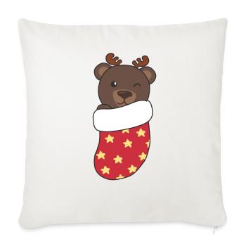 Ours mignons en chaussette de Noël pour ours de Noël - Housse de coussin décorative 45 x 45 cm - blanc nature - Devant