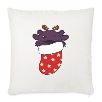 De jolis axolotls en chaussettes de Noël pour Noël - Housse de coussin décorative 45 x 45 cm - blanc nature - Devant