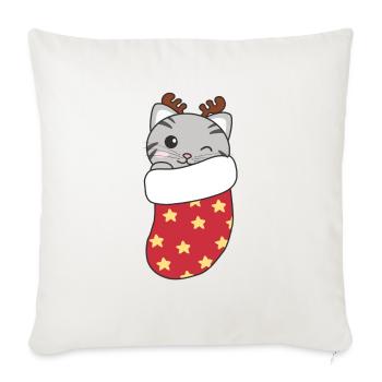 Chats mignons en chaussettes de Noël pour Noël - Housse de coussin décorative 45 x 45 cm - blanc nature - Devant