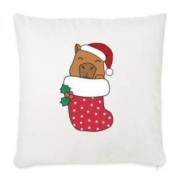 De mignons capybaras en chaussettes de Noël pour Noël - Housse de coussin décorative 45 x 45 cm - blanc nature - Devant