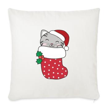 Chats mignons en chaussettes de Noël pour Noël - Housse de coussin décorative 45 x 45 cm - blanc nature - Devant