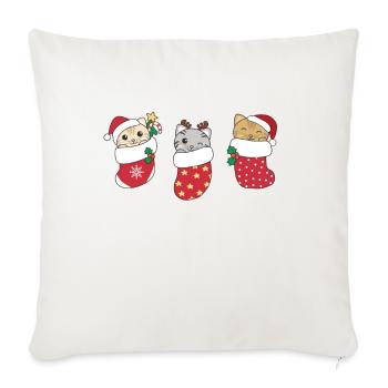 Chats mignons en chaussettes de Noël pour Noël - Housse de coussin décorative 45 x 45 cm - blanc nature - Devant
