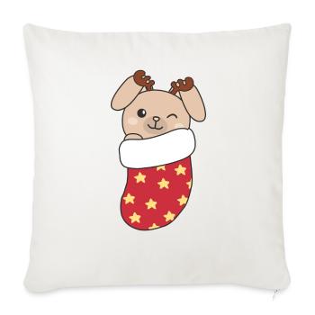Lapins mignons en chaussette de Noël pour lapin de Noël - Housse de coussin décorative 45 x 45 cm - blanc nature - Devant