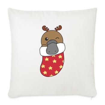 Cute platypus in Christmas sock too - Sofa pillowcase 17,3'' x 17,3'' (45 x 45 cm) - natural white - Front