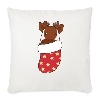 Süße Okapi in Weihnachtssocke zu Weihnachten Okapi - Sofakissenbezug 45 x 45 cm - Naturweiß  - Vorne