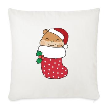 Mignon hamster en chaussette de Noël pour Noël - Housse de coussin décorative 45 x 45 cm - blanc nature - Devant