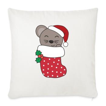 Souris mignonnes en chaussette de Noël pour souris de Noël - Housse de coussin décorative 45 x 45 cm - blanc nature - Devant