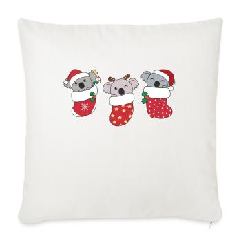 Mignon Koala en chaussette de Noël pour Koala de Noël - Housse de coussin décorative 45 x 45 cm - blanc nature - Devant