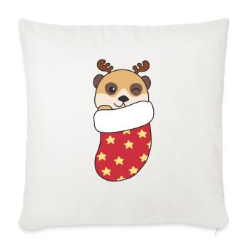 Mignon suricate en chaussette de Noël aussi - Housse de coussin décorative 45 x 45 cm - blanc nature - Devant