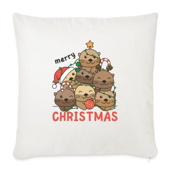 Loutre arbre de Noël Joyeux Noël - Housse de coussin décorative 45 x 45 cm - blanc nature - Devant