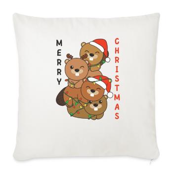 Beaver Christmas Tree Christmas Animals Beaver - Sofa pillowcase 17,3'' x 17,3'' (45 x 45 cm) - natural white - Front