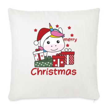Licorne Cadeau de Noël Animaux d’hiver Licorne - Housse de coussin décorative 45 x 45 cm - blanc nature - Devant
